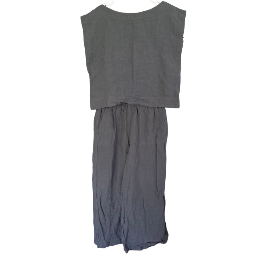 Laude the Label Organic Linen‎ Everyday Crop Wide Pants and Top Set Mineral S - Picture 14 of 16